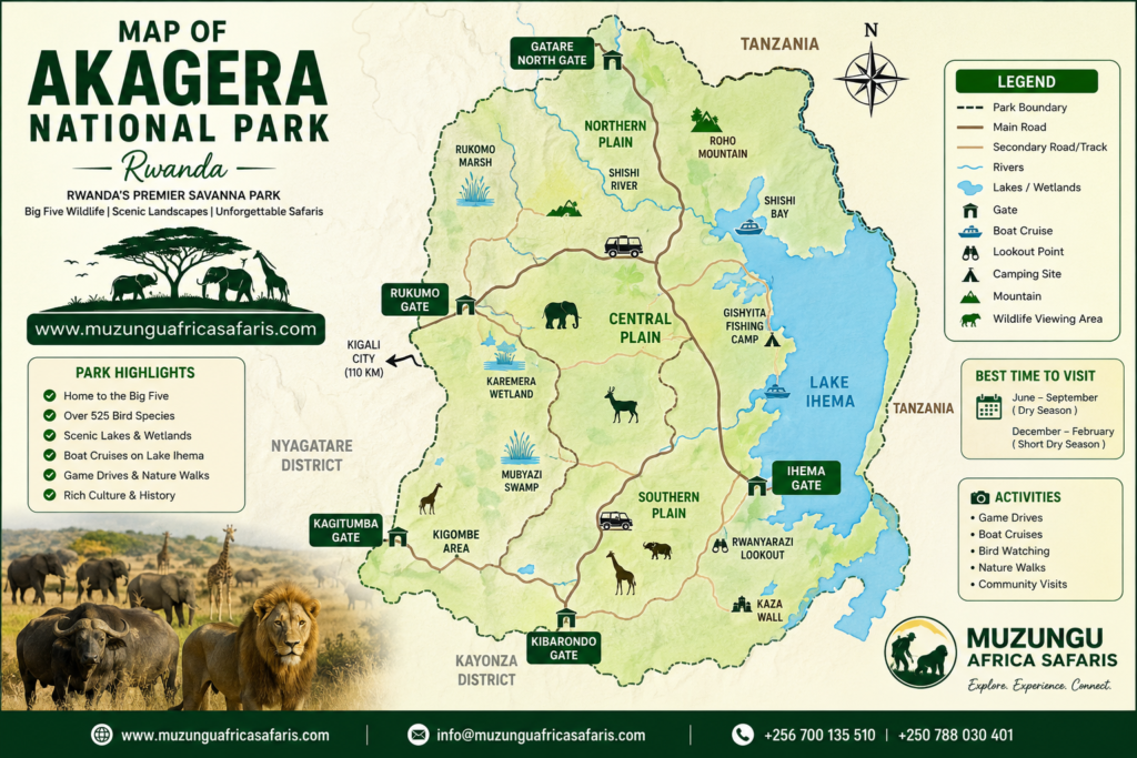 Map of Akagera National Park, Rwanda