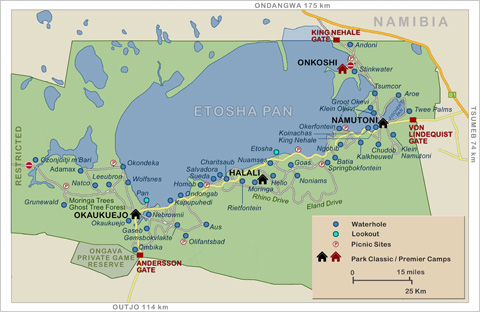 Etosha National Park namibia map